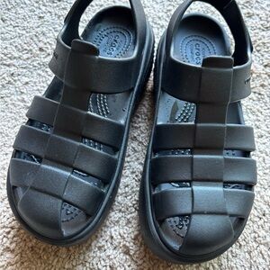 CROCS Black Fisherman Platform Sandals